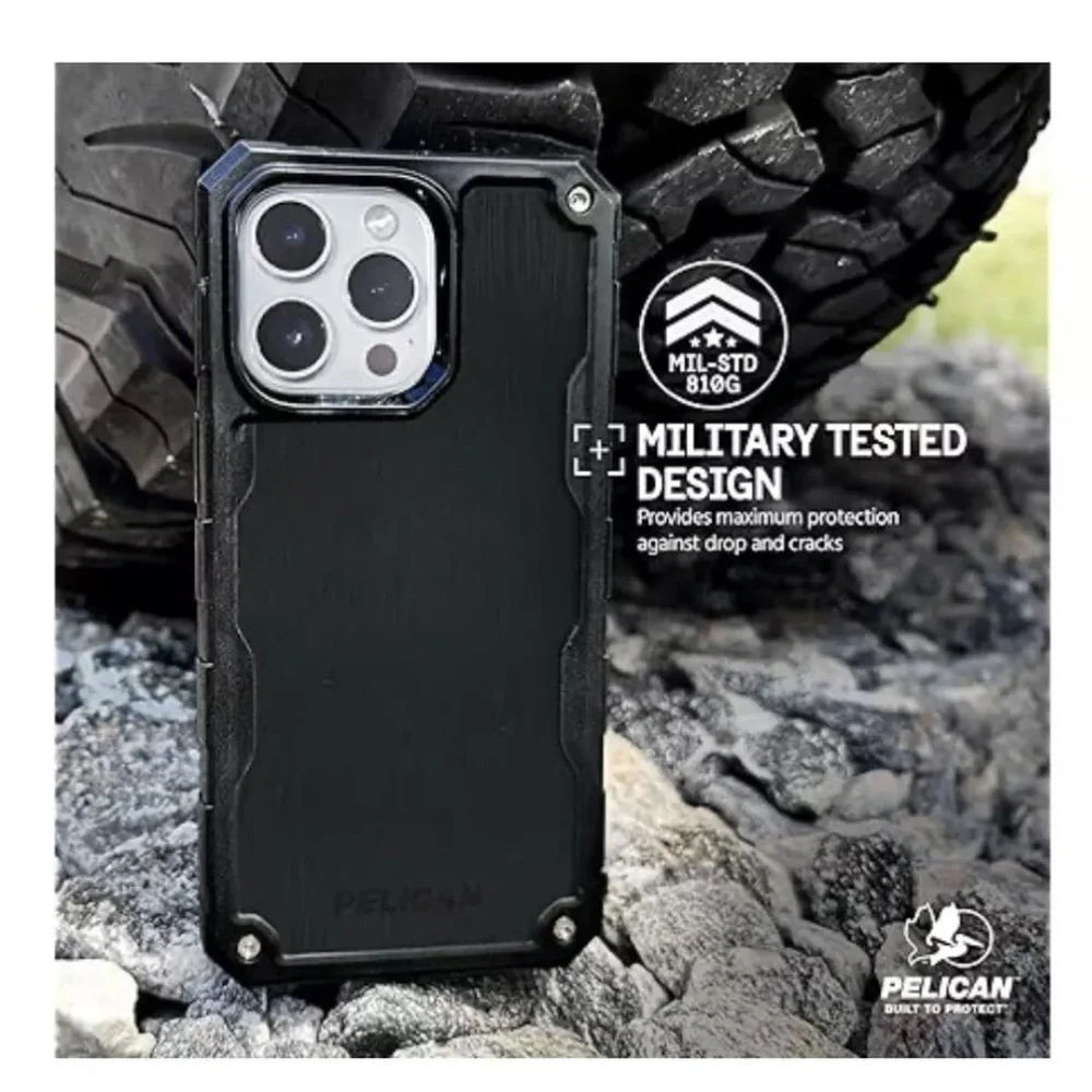 Pelican Shield Apple iPhone 15 Pro MagSafe Compatible Case with Holster - Black